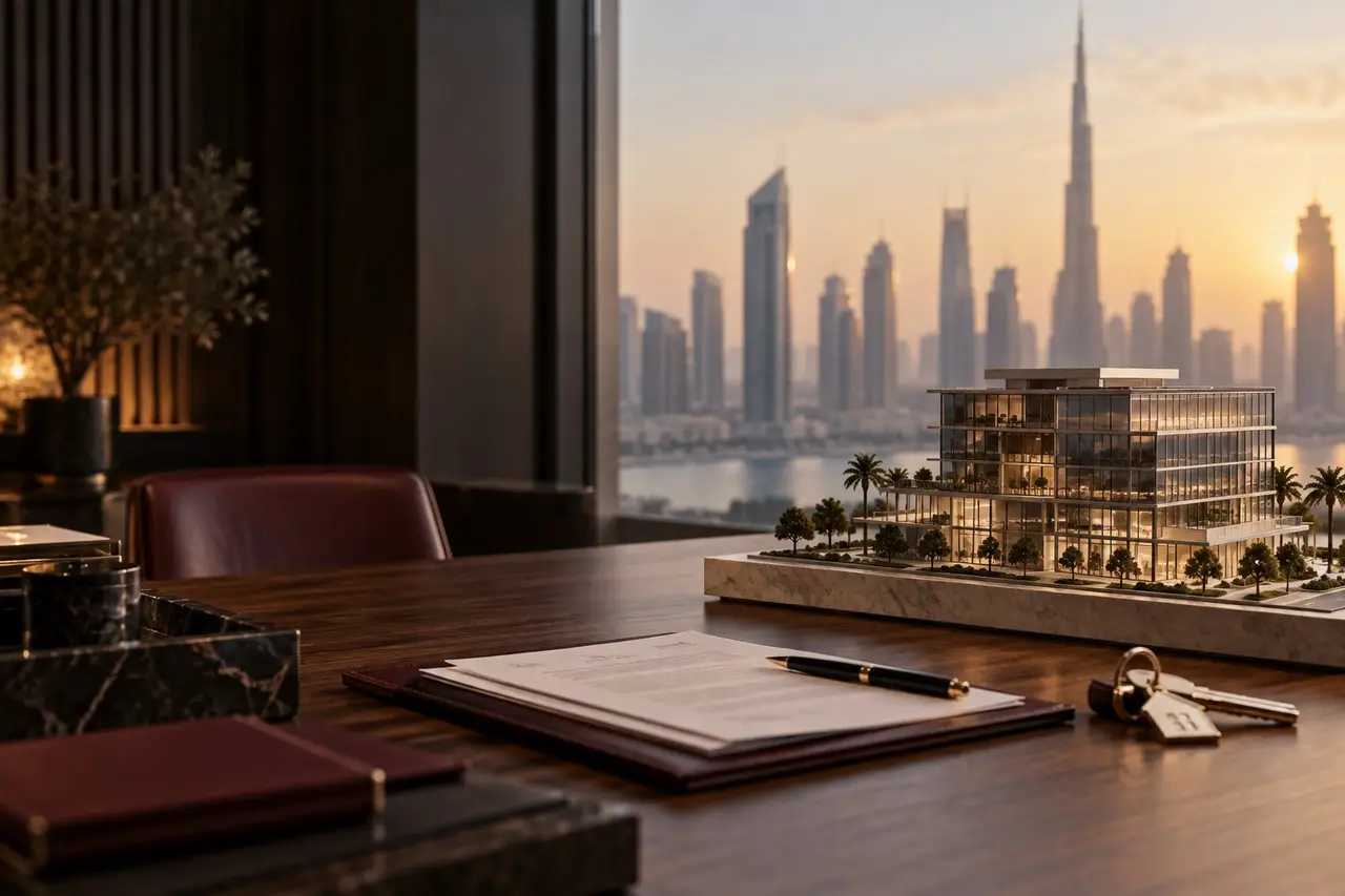Commercial property model, financing documents and keys
