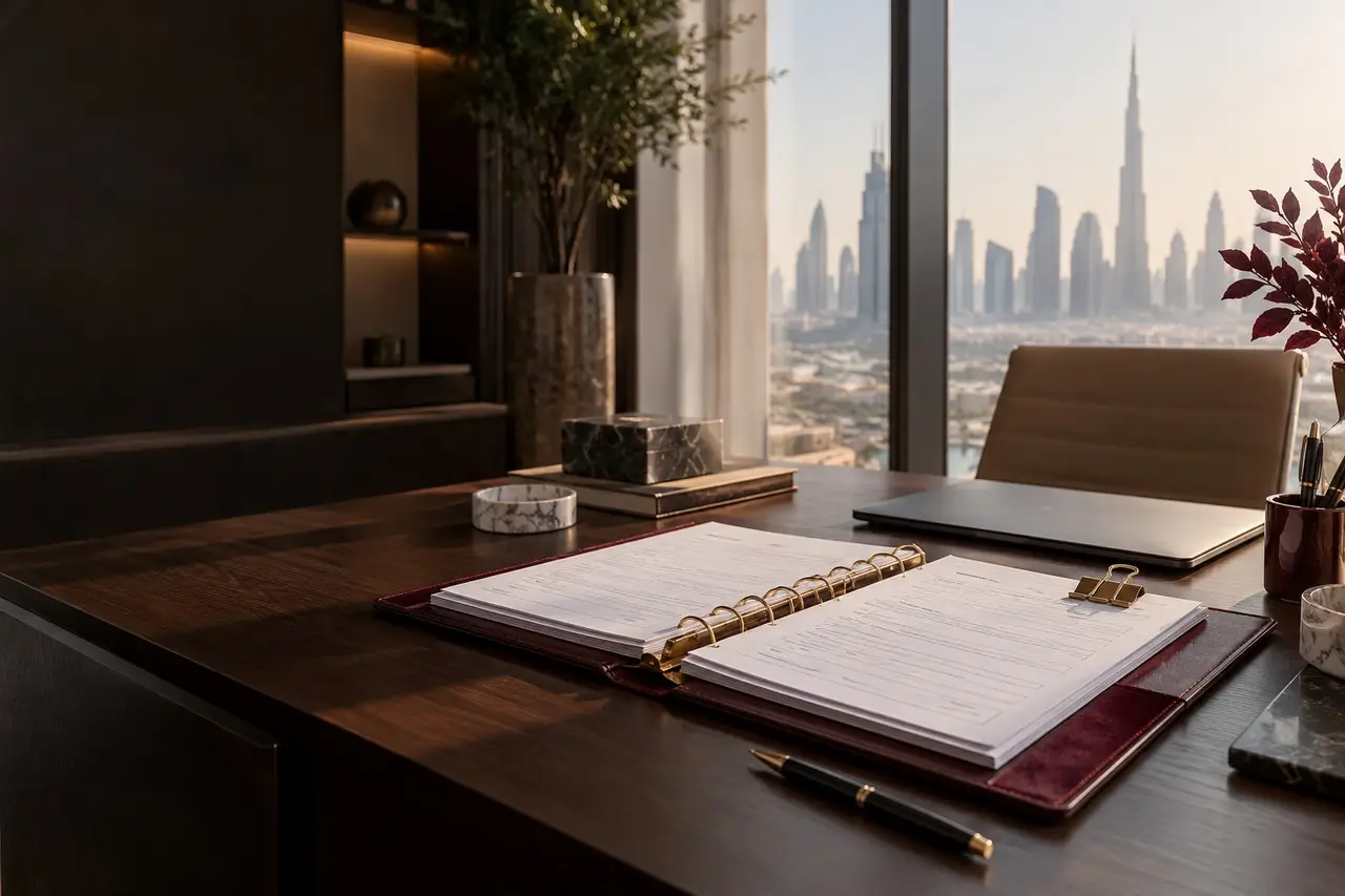Open registration binder in a modern office